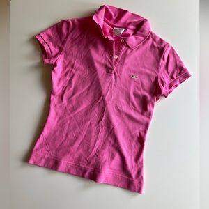 Y2K Women’s Lacoste Polo Shirt Size 36 from Early 2000s Pink Collegiate Prep